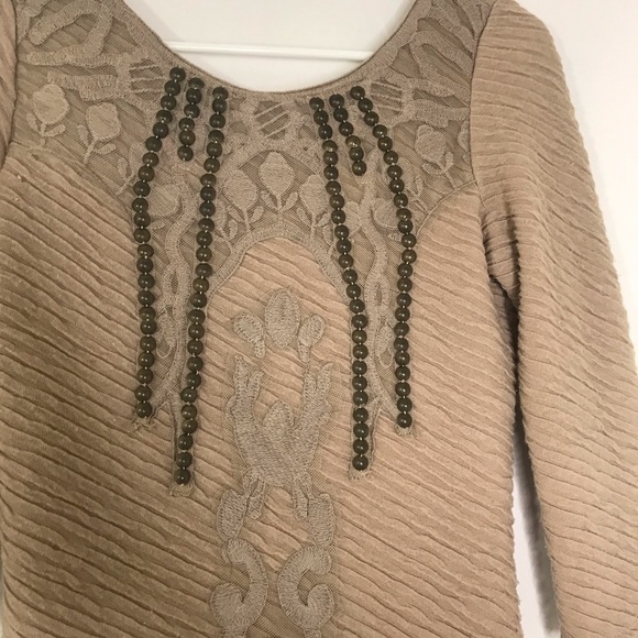 FREE PEOPLE Beige Textured Bodycon Dress - Picture 2 of 5